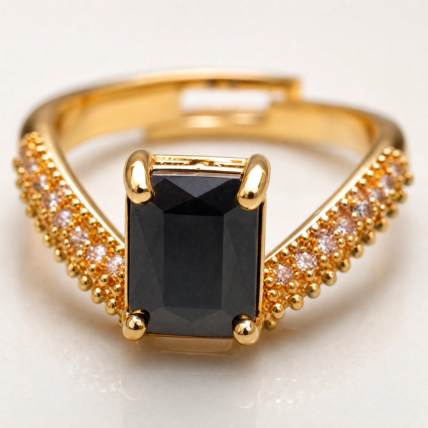 Premium Black Stone Ring Close Up