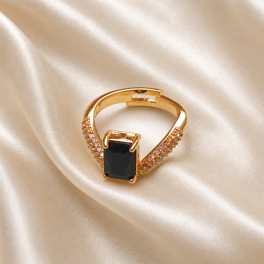 Golden Ring with Black Stone