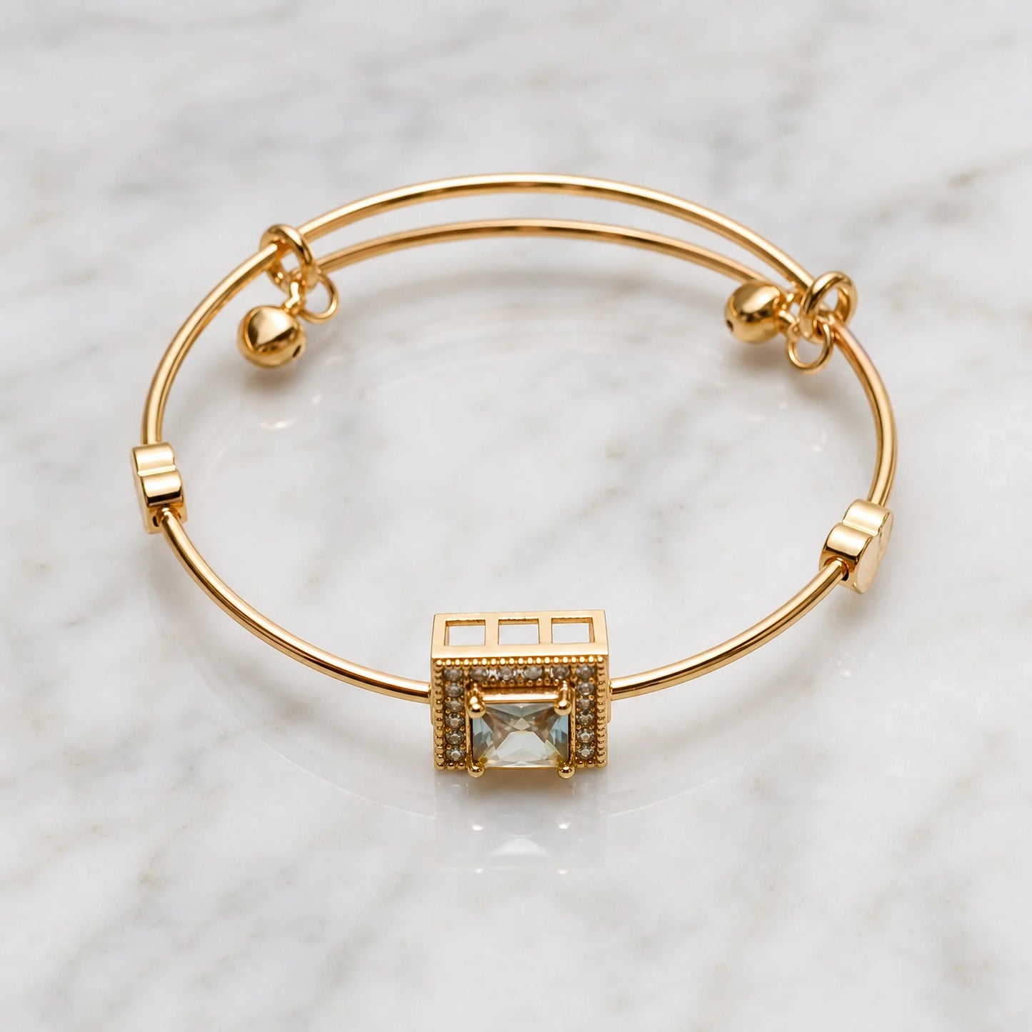Gold Stainless Steel Crystal Lock Bracelet for Women