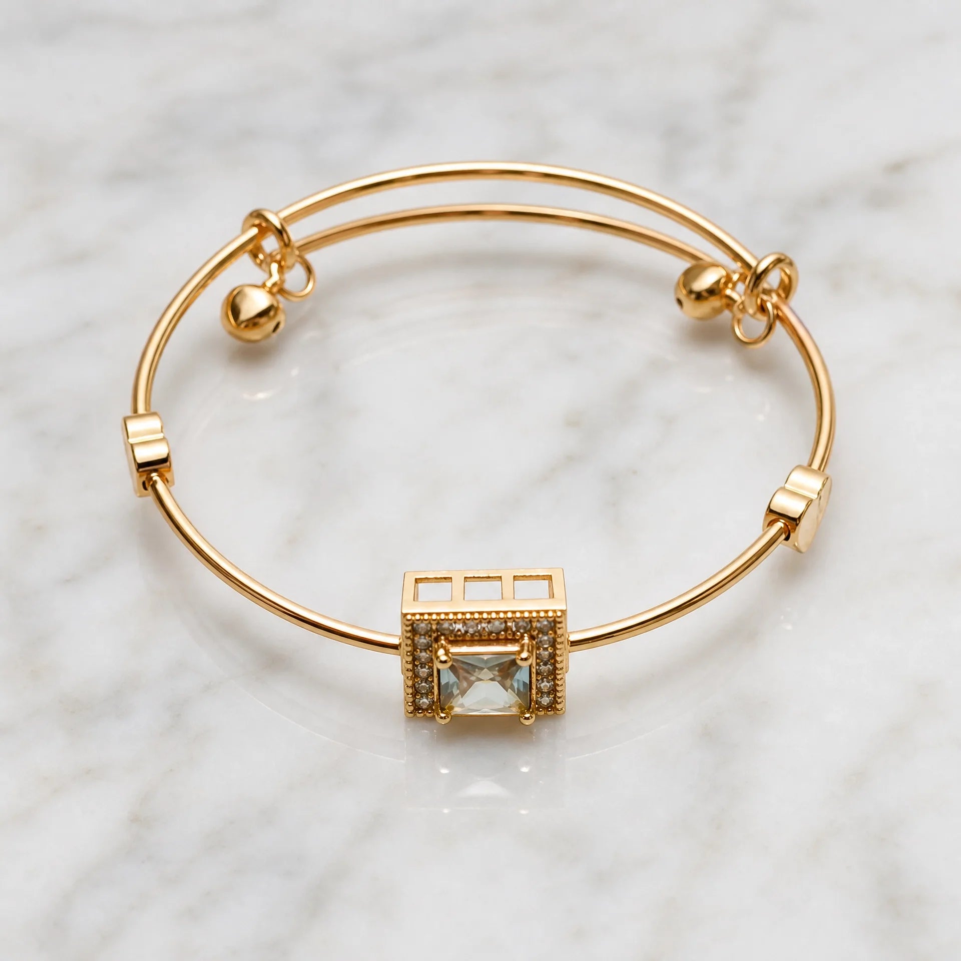 Gold Stainless Steel Crystal Lock Bracelet for Women