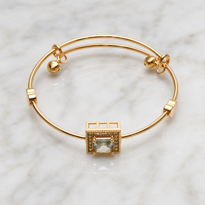 Gold Stainless Steel Crystal Lock Bracelet for Women
