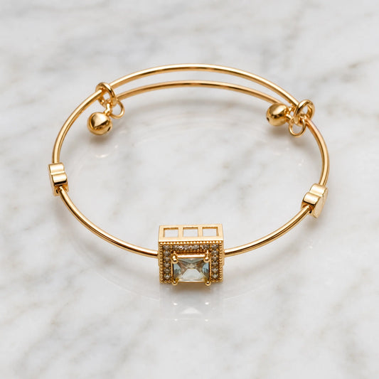 Gold Stainless Steel Crystal Lock Bracelet for Women