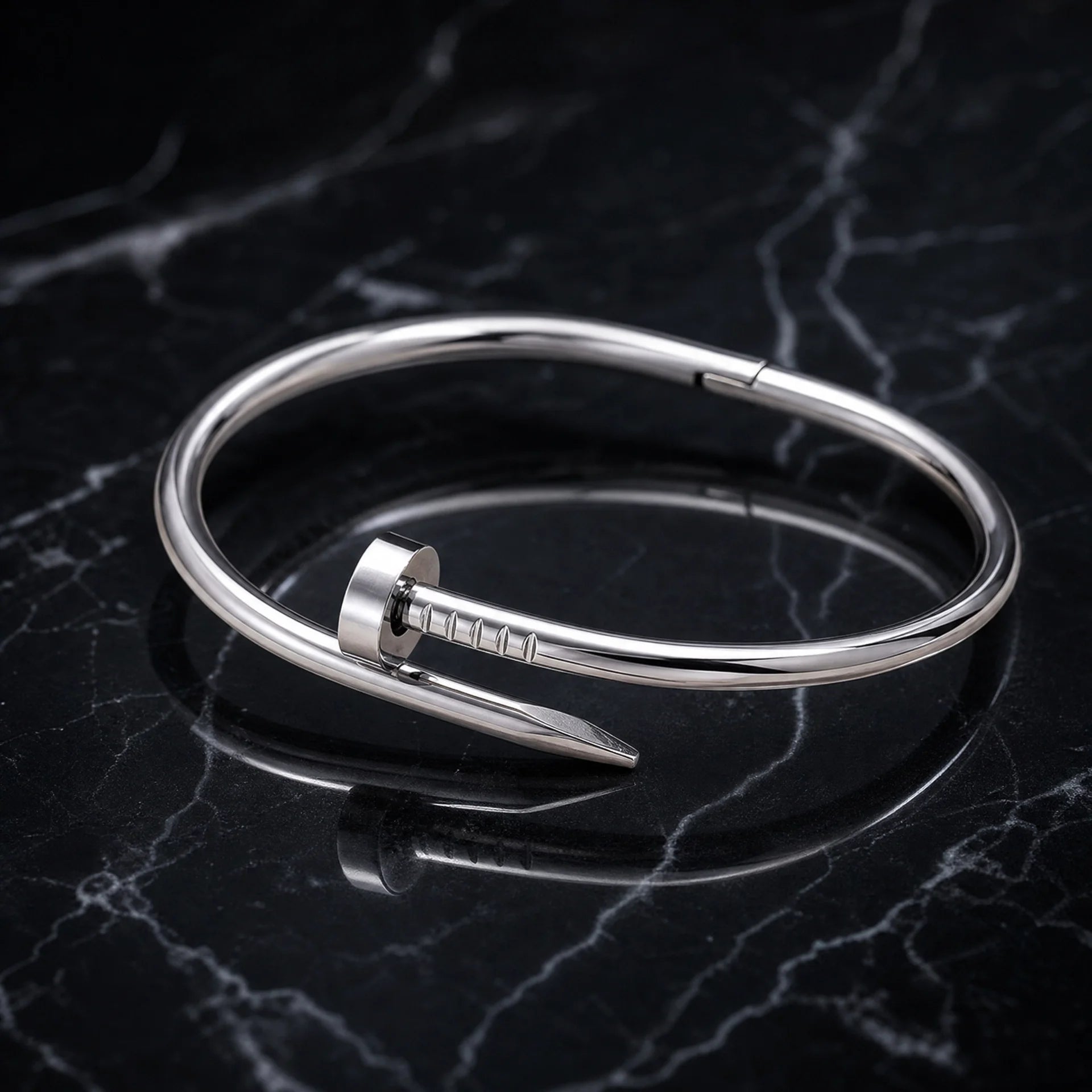 Silver Stainless Steel Nail Bracelet for Men and Women