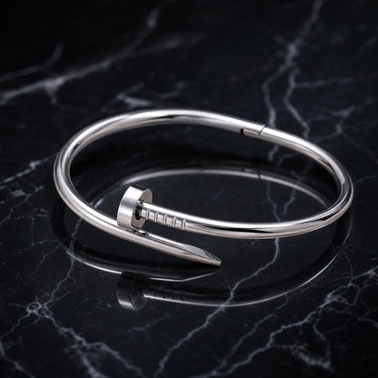 Silver Stainless Steel Nail Bracelet for Men and Women