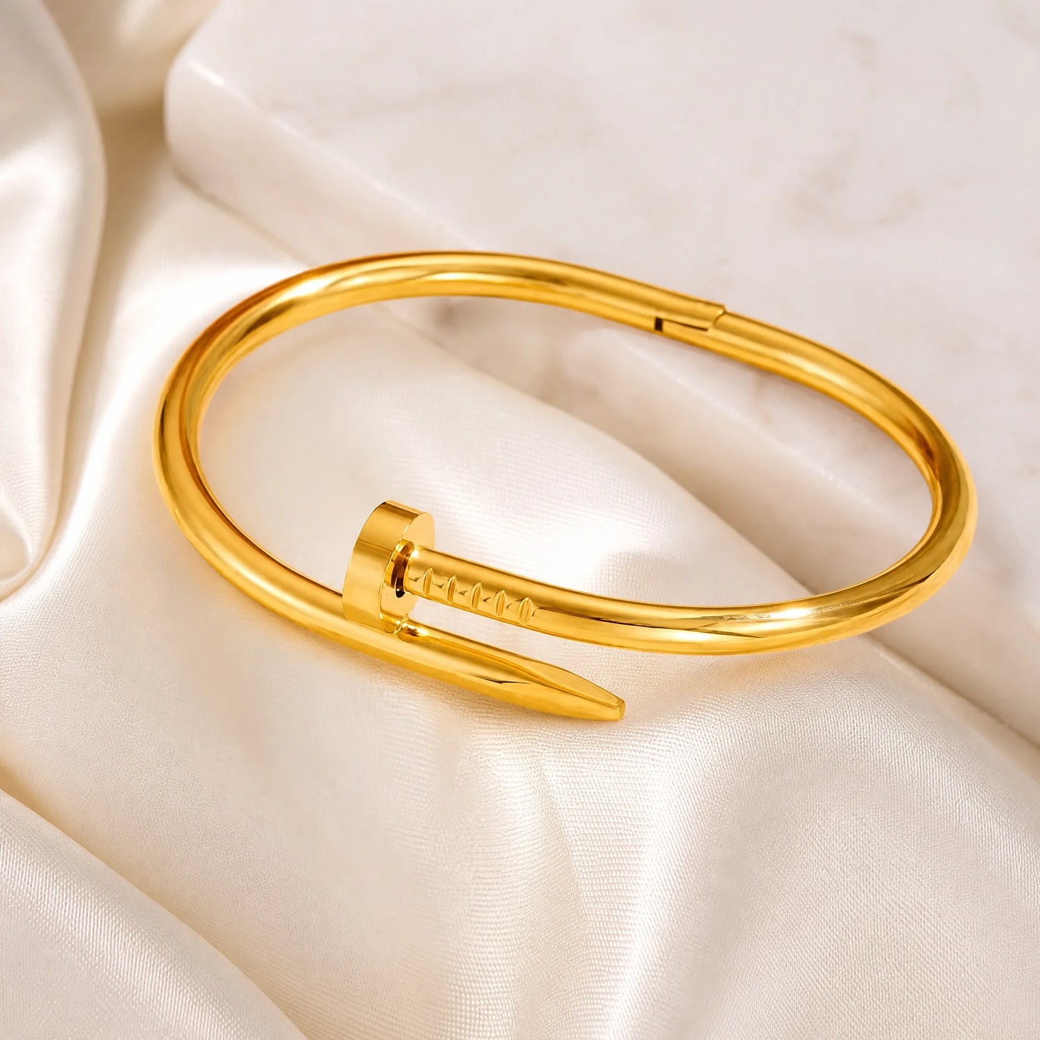 Gold Stainless Steel Nail Bracelet for Men and Women