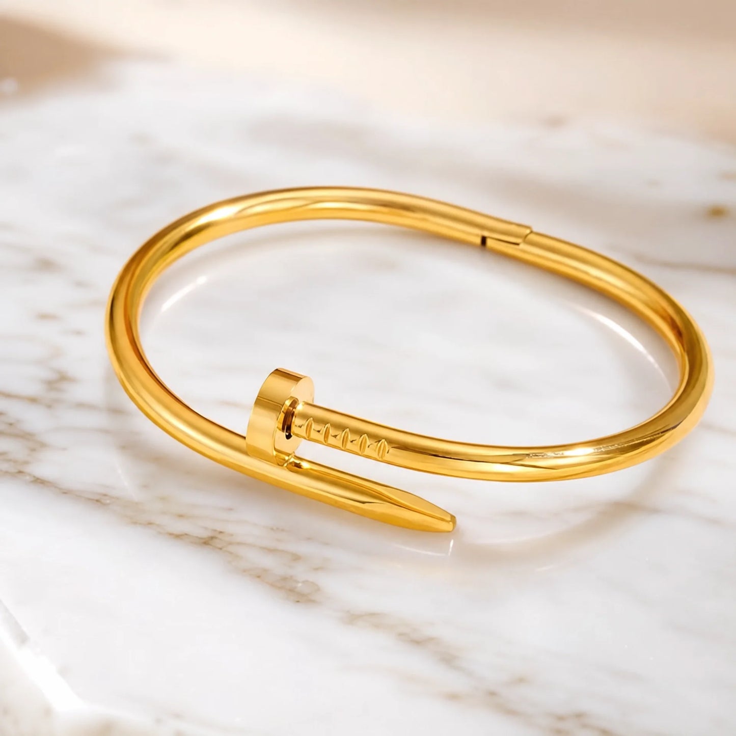 Gold Stainless Steel Nail Bracelet for Men and Women
