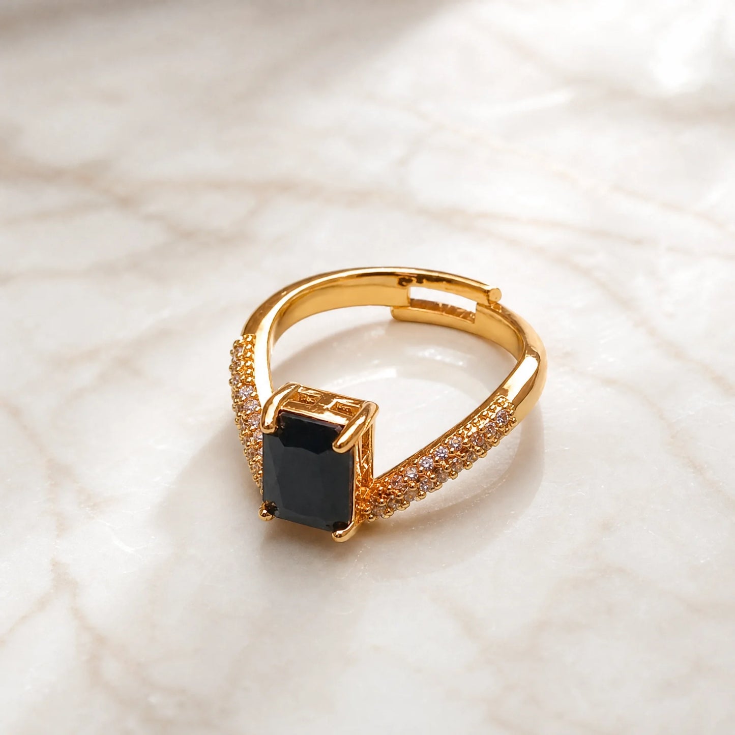 Black Stone Stainless Steel Ring 