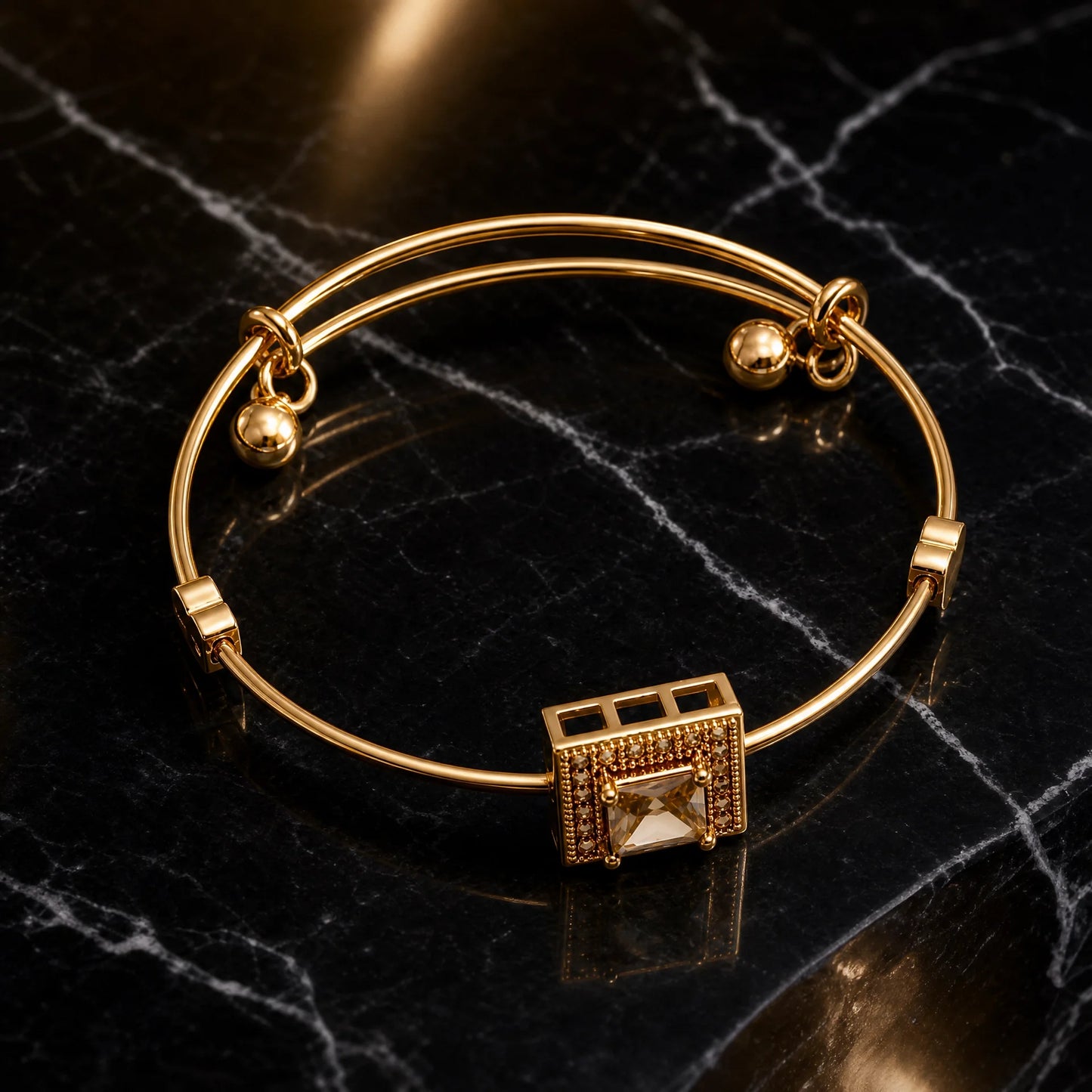 Gold Stainless Steel Crystal Lock Bracelet for Women
