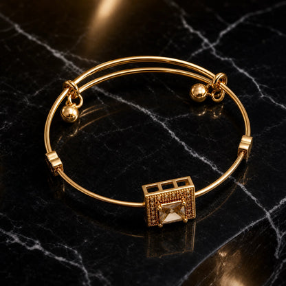 Gold Stainless Steel Crystal Lock Bracelet for Women
